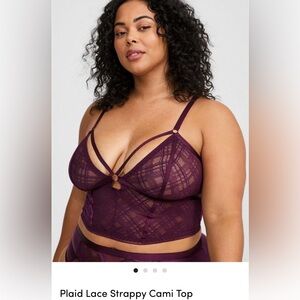 torrid Plaid Lace Strappy Cami Top in Plum